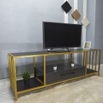 ترابيزة تلفزيون ستيل سطح خشب