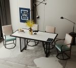 تربيزة سفرة مع 4 كراسي ستيل سطح خشب