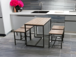 تربيزة سفرة مع 4 كراسي ستيل سطح خشب