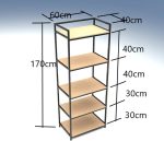 ⁦استاند ارفف منظم اجهزة المطبخ حامل ميكروويف و فرن و توابل و كوفي كورنر معدني ارفف خشب   5 رف 60 في 40 في 170 سم MS111⁩ - الصورة ⁦4⁩