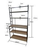 ⁦استاند ارفف منظم اجهزة المطبخ حامل ميكروويف و فرن و توابل و كوفي كورنر معدني ارفف خشب   5 رف 100 في 40 سم - MSAR150⁩ - الصورة ⁦3⁩