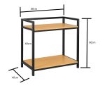 ⁦حامل و رف ميكرويف و فرن حامل صلب لتخزين أدوات الطهي والأطباق و اجهزة المطبخ 60 في 40 سم 2 رف قابل للتعليق⁩ - الصورة ⁦4⁩