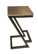 ⁦كرسي بار عصري مع مقعد خشبي وقاعدة معدنية على شكل حرف Z، ارتفاع 65 سم⁩ - الصورة ⁦3⁩