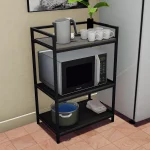 استاند ارفف منظم اجهزة المطبخ حامل ميكروويف و فرن و توابل و كوفي كورنر معدني ارفف خشب 3 رف 60 في 40 في 100 سم