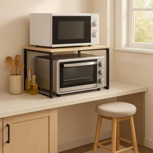 حامل و رف ميكرويف و فرن حامل صلب لتخزين أدوات الطهي والأطباق و اجهزة المطبخ 60 في 40 سم