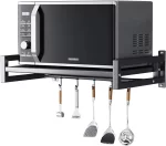 حامل و رف ميكرويف و فرن معلق حامل معدني لتخزين أدوات الطهي والأطباق مع خطافات للأجهزة المنزلية والمطبخ