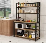 استاند ارفف منظم اجهزة المطبخ حامل ميكروويف و فرن و توابل و كوفي كورنر معدني ارفف خشب