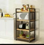 استاند ارفف منظم اجهزة المطبخ حامل ميكروويف و فرن و توابل و كوفي كورنر معدني ارفف خشب 4 رف 60 في 40 في 130 سم