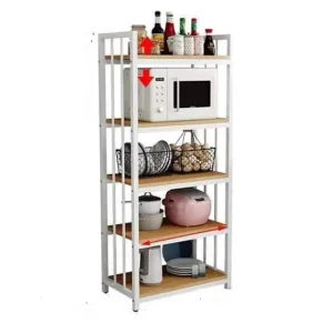 استاند ارفف منظم اجهزة المطبخ حامل ميكروويف و فرن و توابل و كوفي كورنر معدني ارفف خشب 5 رف 60 في 40 في 170 سم