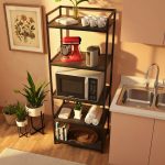 استاند ارفف منظم اجهزة المطبخ حامل ميكروويف و فرن و توابل و كوفي كورنر معدني ارفف خشب   5 رف 60 في 40 في 170 سم MS111