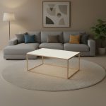 تربيزة قهوة مودرن 110-60 سم معدن سطح خشب