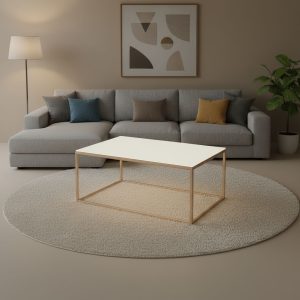 تربيزة قهوة مودرن 110-60 سم معدن سطح خشب