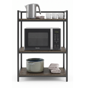 استاند ارفف منظم اجهزة المطبخ حامل ميكروويف و فرن و توابل و كوفي كورنر معدني ارفف خشب 3 رف 60 في 40 في 100 سم MS131